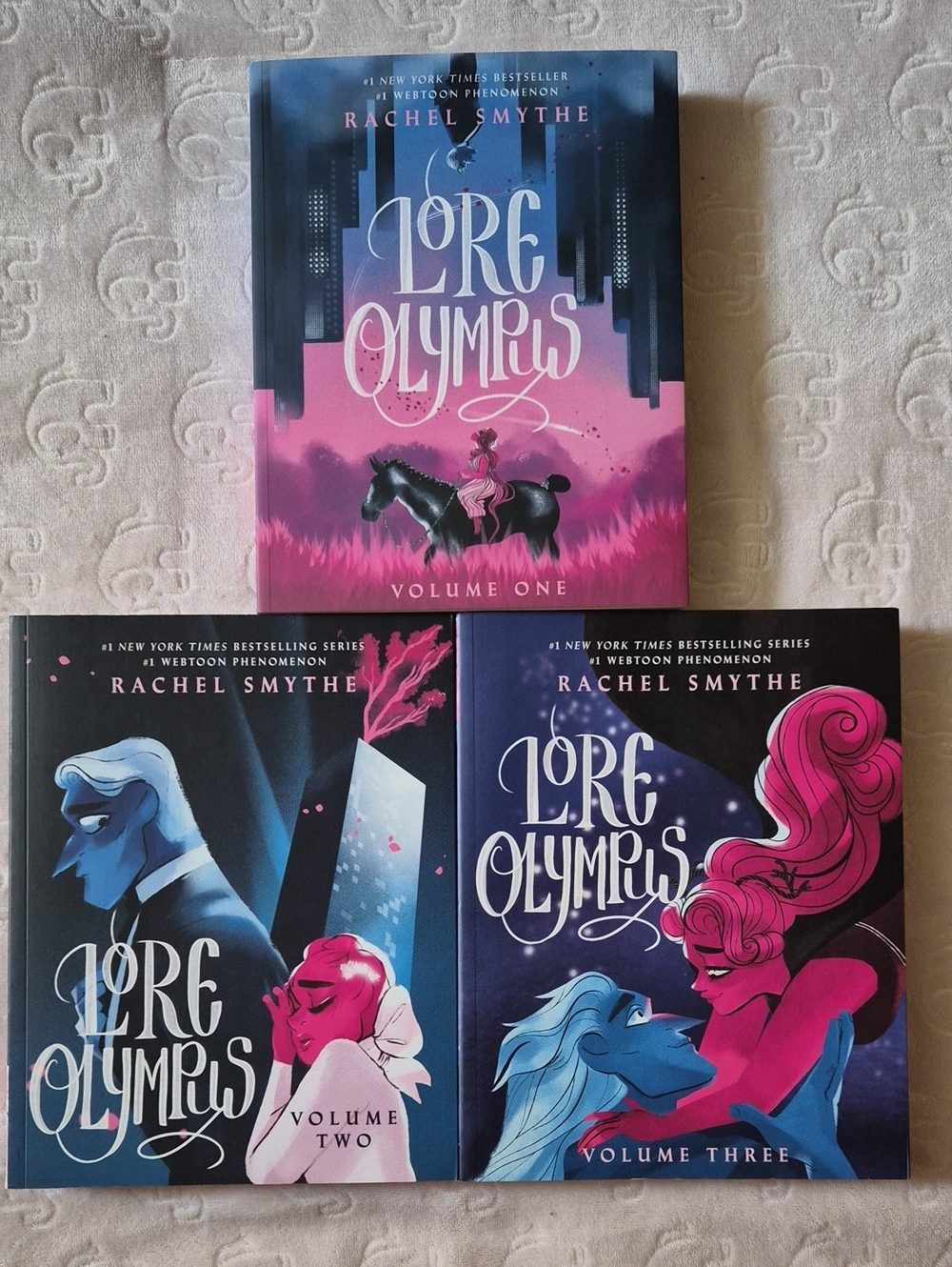 Lore Olympus Volumes One-Three by Rachel Smythe - Pink & Blue Set